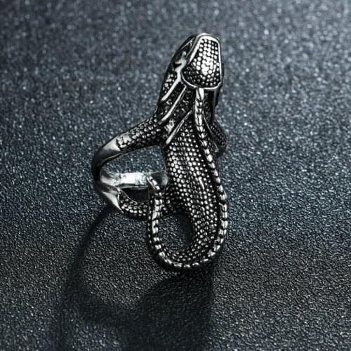 Vintage Gothic Monster Lizard Ring Men Animal Men Ring Punk Jewelry Anillo Hombre Bijoux Size 8 9 10 11