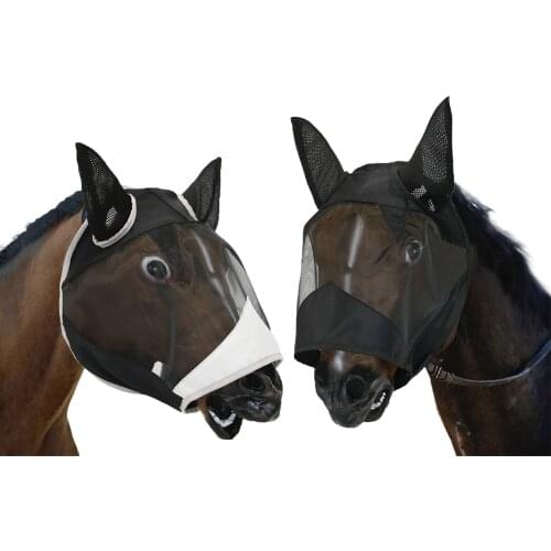 Horse Fly Masque With Ears Anti Fly Eye Protector Mesh Sleeve Mesh Horse Anti-Mosquito Mask Horse Head Cover Mesh Masks