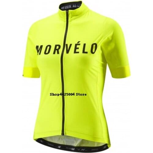 Womens Morvelo fluo yellow Cycling Shirt short Sleeve Lady Lightweight Sport Riding Bicycle Bike Cycling Jersey Clothing