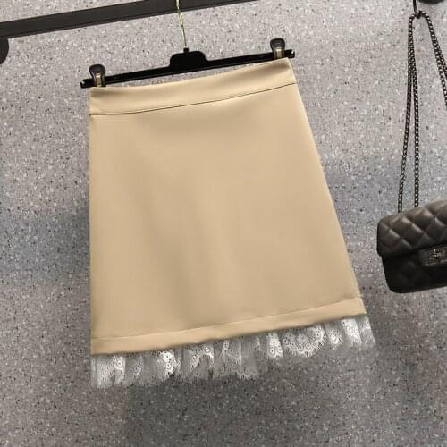 Pu Leather Lace Mini Plus Large Size Oversize Korean Style Fashion WomenS Clothing Vintage 2021 Casual High Waist Skirts Female