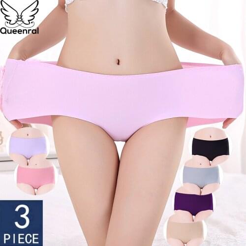 3Pcs Seamless Panties For Women Plus Size Underwear One-piece Womens Cotton Briefs Comfort Intimates Fashion Female12 Colors