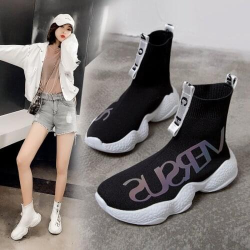 Women casual shoes sneakers women flats shoes 2020 high-top socks sports shoes stretch boots shoe feminino zapatos de mujer
