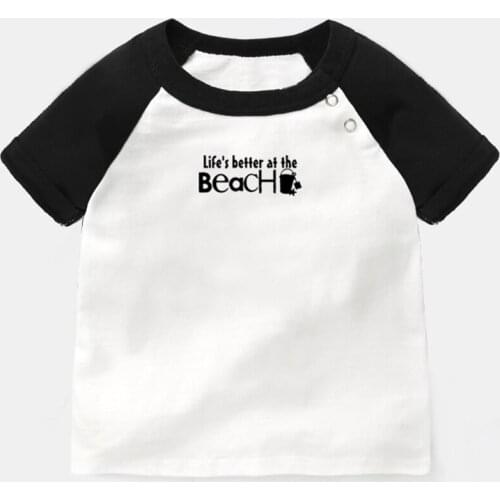 Life S Better at the Beach Little Man Stash Design Newborn Baby T-shirts Toddler Graphic Raglan Color Short Sleeve Tee Tops