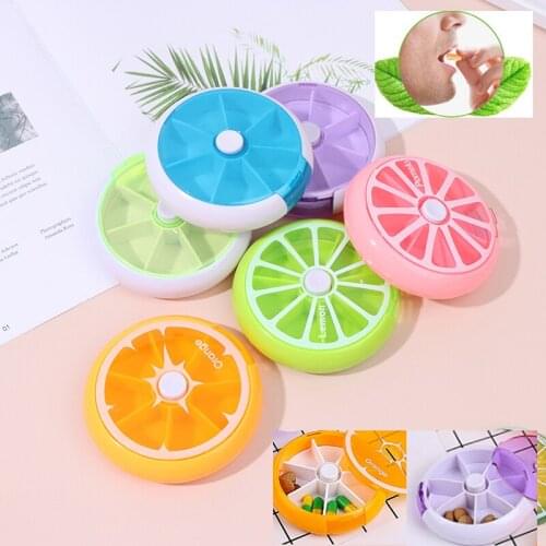 1pc Pill Box Round Outdoor Travel Pill Cases Portable Rotating Medicine Box Tab