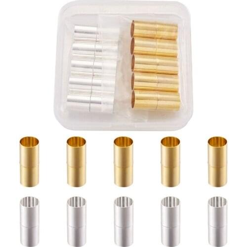 10sets/box Brass Magnetic Clasps Leather Cord Connector Column for Jewelry Making DIY Bracelet Necklace 25x10mm Hole: 9mm