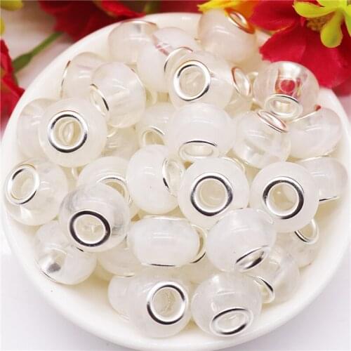10Pcs White Clear Jelly Large Hole Beads for Jewelry Making European Spacer Charm Beads for DIY Craft Bracelet Necklace Earrings
