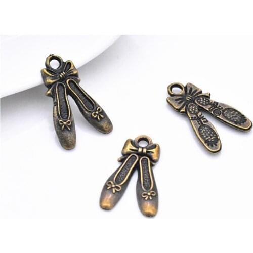 20*12mm 20pcs Antique Bronze Plated Womans shoes Charm Pendant For DIY Necklace Bracelet Jewelry Accessories