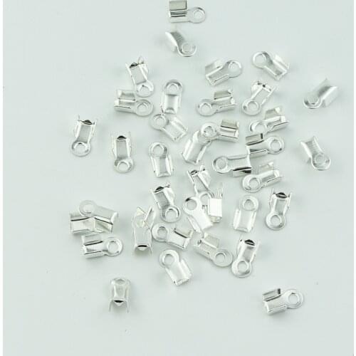 300pcs Leather Clips Cove Clasps String Tip Cord End Caps Ribbon Fold Crimp Beads Connectors for DIY Jewelry Making Supplies kc