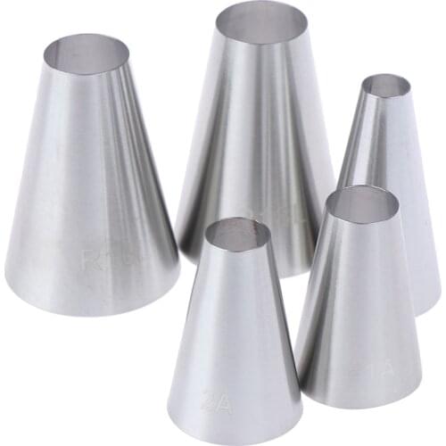 5pcs Large Round Cake Cream Decoration Tips Piping Icing Nozzles Pastry Tools