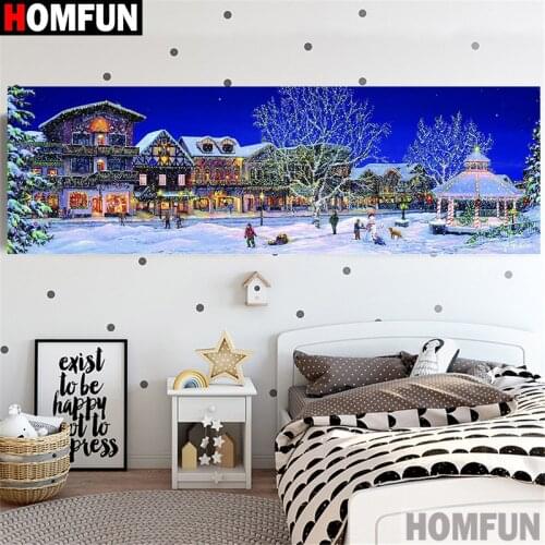 HOMFUN Full Square/Round Drill 5D DIY Diamond Painting "Christmas landscape" 3D Embroidery Cross Stitch 5D Decor Gift A30266