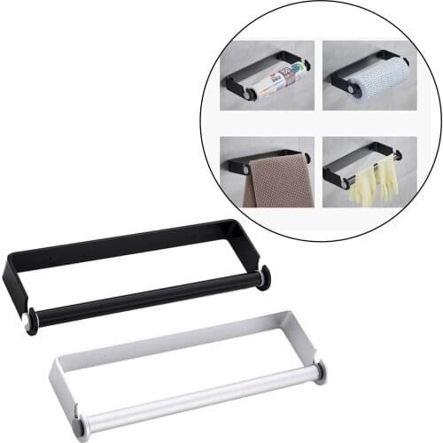 Aluminum Paper Towel Holder Punch-Free Towel Rack Wall Mounted Roll Paper Stand for Bathroom Kitchen