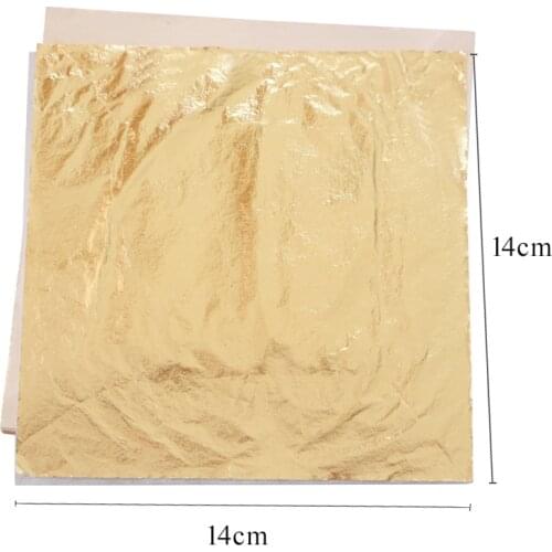 1000pcs Imitation Gold Leaf Paper #2.5 Copper Foil Sheets Gilding 14cm for Arts Craft Statue Walls Glass Gilded Home Decoration