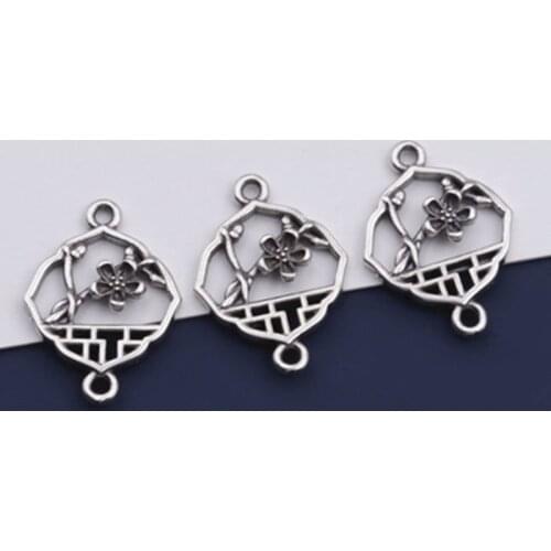 925 Sterling Silver Classic Hollow Flower Connector Charms Women Bracelets Necklace Double Hole Silver Pendant DIY Jewelry Make