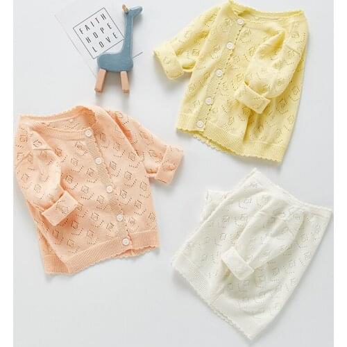 Kids Cardigan Sweaters Solid Color Hollow Out Spring Autumn Infant Baby Girl Knitting Coat Newborn Baby Girls Knitting Cardigan