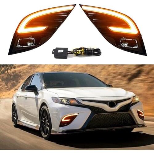 For Toyota Camry SE XSE 2018 2019 2020 LED DRL Daytime Running Light Fog Lamp With Turn Signal