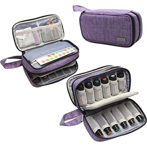 12 Bottles Travel Essential Oil Carrying Case For 5ml-15ml Fits For Roller Bottles Essential Oil Storage Bag Organizer Holder