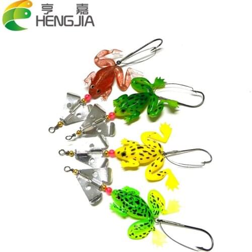HENGJIA 8pcs Rubber Frogs Soft Fishing Lure Bait Bass fishing Tackle 9cm 3.54' 6g spinner spoon Lures