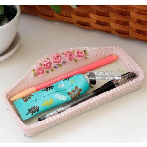 Ilya Pastoral Cosmetics Pen Tray Flapless Desktop Storage Box Creative Key Storage Box Hand-painted Light Colors Free Shipping