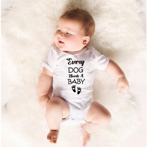 Every Dog Needs A Baby Casual Newborn Kids Baby Girls BoysFootprint Short Sleeve Romper Toddler Summer Jumpsuit Outfit