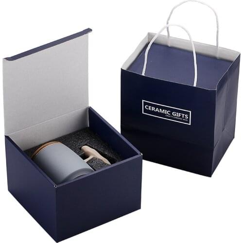 Ceramic Retro Coffee Cup Office Water Cup Filter Tea Cup with Cover Cups and Mugs Wooden Handle Caneca Birthday Gift Box