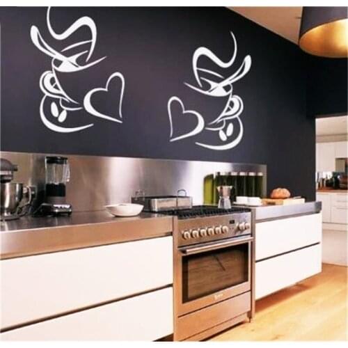 Coffee Cup With Heart Vinyl Wall Sticker Removable Cafe Store Window Poster Coffee Pattern Wall Decaks Coffee Wall Poster AJ514