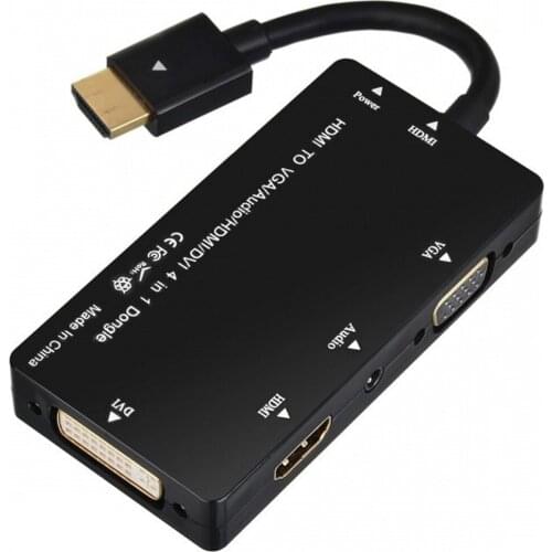 Xiwai Converter Multiport Dongle HDMI-compatible to Splitter 4in1 VGA/Audio/HDMI-compatible/DVI Adapter