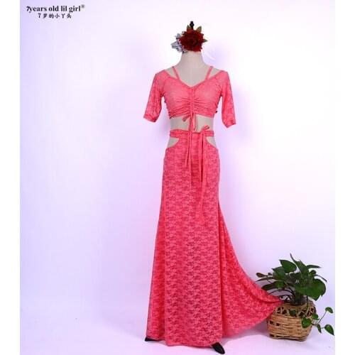 New Belly Dance Costumes Lace Top+Skirt 2pcs Suit For Women ExerciseCBB105
