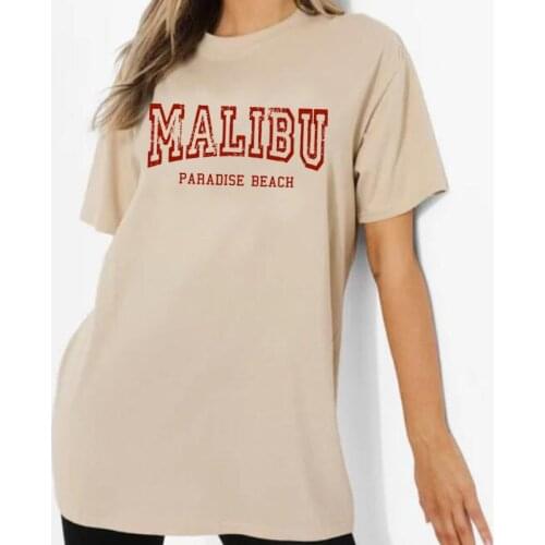 Kuakuayu HJN Malibu California Beach T-Shirt 90s Vintage Cute Aesthetic Oversized College T Shirt Women Short Sleeve Surf Tshirt