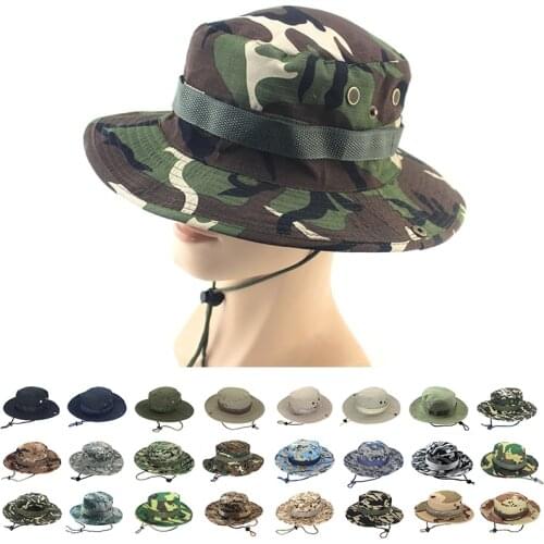 Outdoor Summer Tactical Boonie Hat UPF 50+ Sun Protection for Hiking Camping Fishing Hunting Military Camo Sun Cap for Men Women