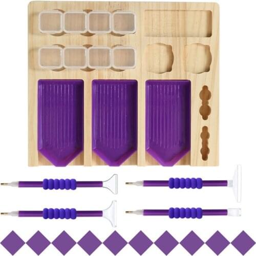 Multifunctional Wooden Diamond Painting Storage Tray Drill Pen DIY Handmade Crafts Cross Stitch Tools Set Supplies