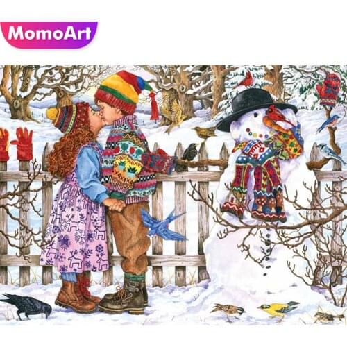 MomoArt Full Square Diamond Painting Couple 5D DIY Diamond Embroidery Snowman Cartoon Cross Stitch Christmas Home Decorations