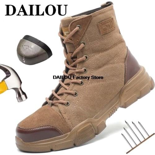 Security Steel Toe Boots for Men Military Work Boots Indestructible Work Shoes Desert Combat Safety Boots Army Safety Shoes Men