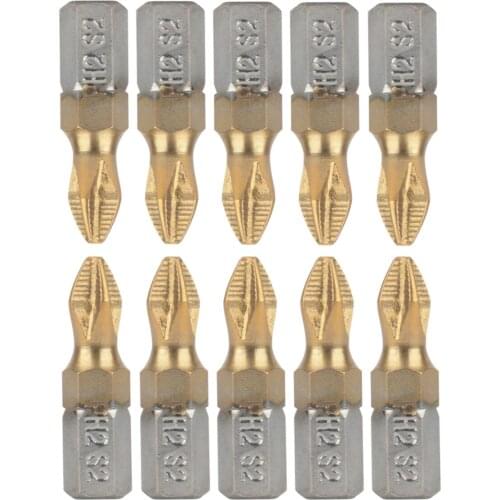 10pcs 25mm Electric Screwdriver Bit Set Anti Slip PH2 Screwdriver Bit Drill Bits Tool Kit 1/4" 6.35mm Hex Shank Bits