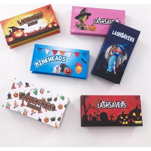 New Empty Lashes Package 10/30/50pcs Magnetic Eyelash Box Halloween Theme For 25mm Strip Lashes 3D Mink Lashes With Tray