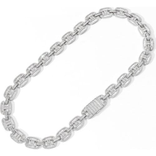 16MM Bling Iced Out Pig Nose Cubic Zirconia Charm Link Chain Necklaces & Bracelet for Men Jewelry Hip Hop Gifts