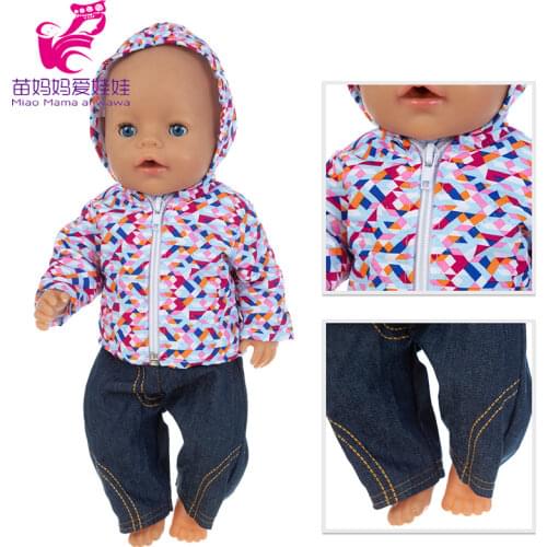 18 Inch Girl Doll Down Jacket Color Plaid Coat for 43cm Baby Doll Winter Thick Outfit Toys Warm Outwear