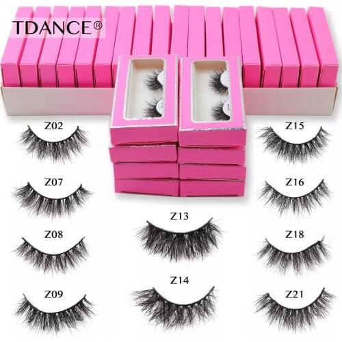 TDANCE 13mm-20mm Wholesale Fluffy Mink Lashes 5/10/50/100 Pairs Natural Strip Eyelashes Bulk Handmade Makeup Eyelash Faux Cils