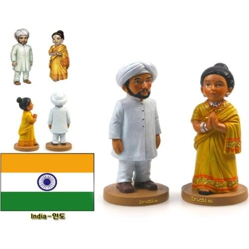 Hand-painted India National Costumes A Pair Of Doll Statue Resin Crafts Tourism Souvenir Gifts Collection Home Decortion