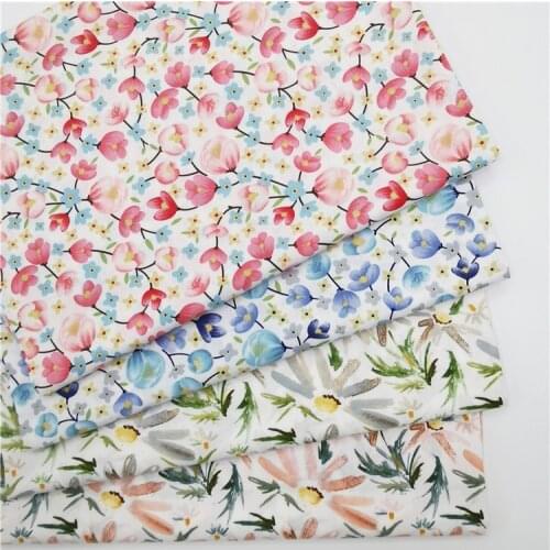 160x50cm Watercolor Plum Blossom Cotton Twill Fabric, Making Bedding Clothing Dress Quilt Cover Lining Cloth