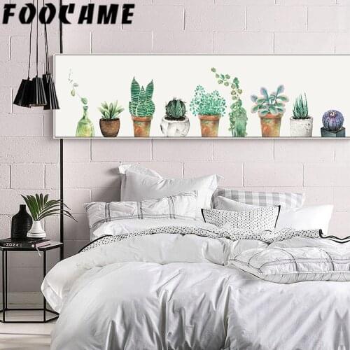 Nordic Minimalistic Potted Cactus Plant Bedside Painting Poster Huge Mural Wall Art Canvas Print Living Room Decoration Pictures