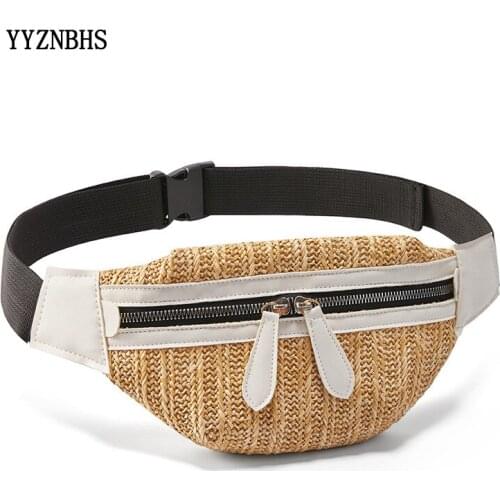 New Straw Waist Bags Women Summer Casual Travel Ladies Belt Fashion Fanny pack Female Purse Women Shoulder Chest Bag Phone Pouch