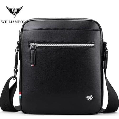 WILLIAMPOLO New Mens Crossbody Bag Vintage Leather Shoulder Bag Handsome Crossbody Bag Handbag