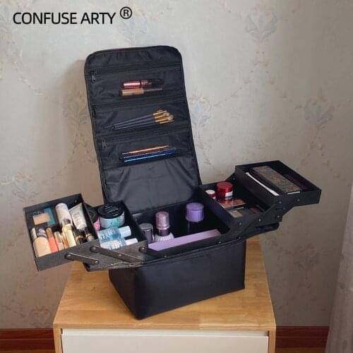 Make up bag hand-held large capacity multi-layer manicure hairdressing embroidery tool kit cosmetics storage case toiletry bag