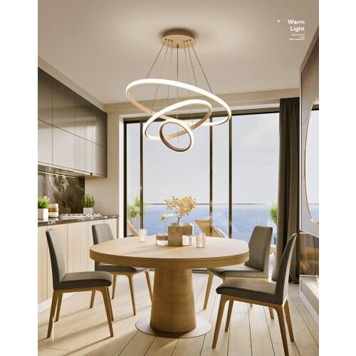 LED Remote Control Chandeliers LED Ring Lamp White Black Lampshade Loft Vintage Lustre Chandelier Lighting Fixtures