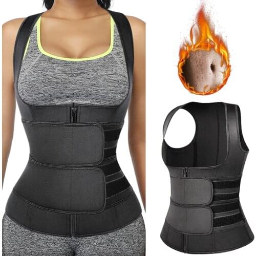 Waist Trainer Steel Boned Body Shaper Belly Shaping Sauna Sweat Vest Women Slimming Sheath Fat Burning Double Belt Corset Top