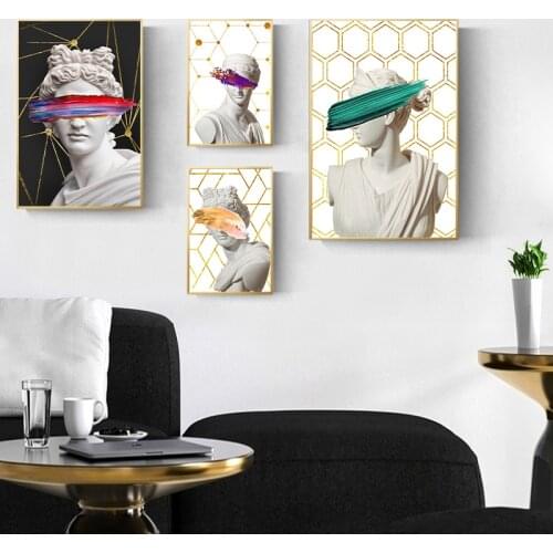 Funny David Sculpture Canvas Art Posters And Prints Abstract Portrait Canvas Paintings on the Wall Art Pictures for Living Room