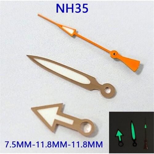 Watch Pointer Rose Gold White Hands Orange Second Hand Spare Parts for Japanese NH35/NH36/4R36 Automatic Movement Parts