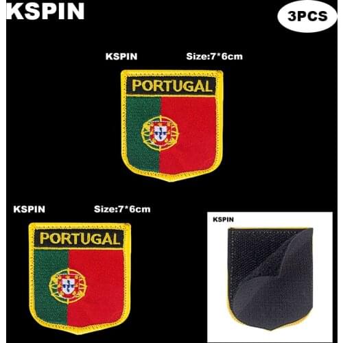 National Flag Patch Hook Loop Portugal Badges Armband 3D Stick on Jacket Backpack Stickers