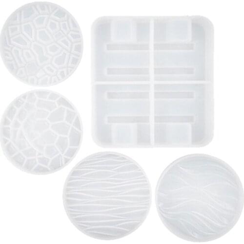 1 Set Coaster+Base Stand Epoxy Resin Mold Cup Mat+Storage Rack Silicone Mould for DIY Crafts Ornaments Making