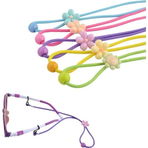 10pcs Elastic Kids Nylon Sun Glasses cord AntiSlip child Eyeglasses Strap Neck Cord Colourful with flower adjustable button